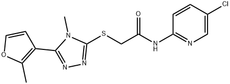 N-(5-chloropyridin-2-yl)-2-[[4-methyl-5-(2-methylfuran-3-yl)-1,2,4-triazol-3-yl]sulfanyl]acetamide Struktur