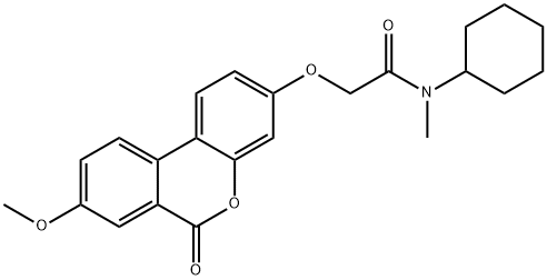 N-cyclohexyl-2-(8-methoxy-6-oxobenzo[c]chromen-3-yl)oxy-N-methylacetamide Struktur