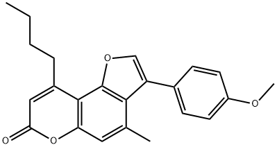 9-butyl-3-(4-methoxyphenyl)-4-methylfuro[2,3-f]chromen-7-one Struktur