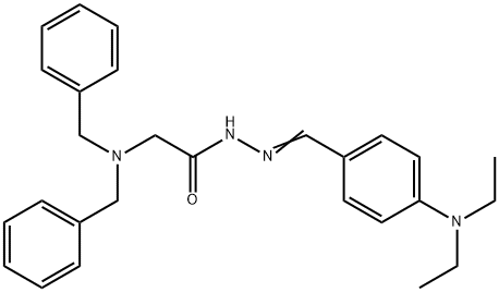 2-(dibenzylamino)-N-[(E)-[4-(diethylamino)phenyl]methylideneamino]acetamide Struktur