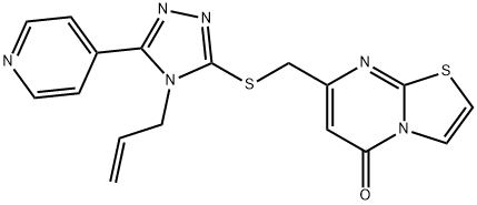 7-[(4-prop-2-enyl-5-pyridin-4-yl-1,2,4-triazol-3-yl)sulfanylmethyl]-[1,3]thiazolo[3,2-a]pyrimidin-5-one Struktur