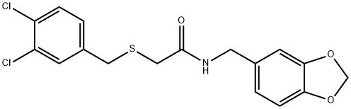 N-(1,3-benzodioxol-5-ylmethyl)-2-[(3,4-dichlorophenyl)methylsulfanyl]acetamide Struktur