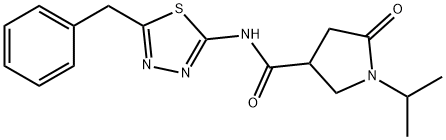 N-(5-benzyl-1,3,4-thiadiazol-2-yl)-5-oxo-1-propan-2-ylpyrrolidine-3-carboxamide Struktur