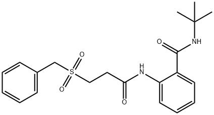 2-(3-benzylsulfonylpropanoylamino)-N-tert-butylbenzamide Struktur