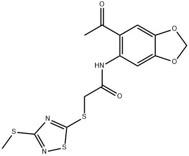 N-(6-acetyl-1,3-benzodioxol-5-yl)-2-[(3-methylsulfanyl-1,2,4-thiadiazol-5-yl)sulfanyl]acetamide Struktur