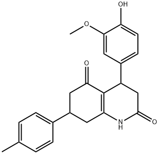 4-(4-hydroxy-3-methoxyphenyl)-7-(4-methylphenyl)-1,3,4,6,7,8-hexahydroquinoline-2,5-dione Struktur