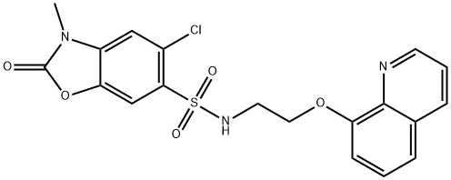 5-chloro-3-methyl-2-oxo-N-(2-quinolin-8-yloxyethyl)-1,3-benzoxazole-6-sulfonamide Struktur