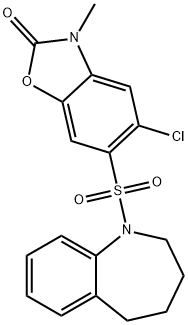 5-chloro-3-methyl-6-(2,3,4,5-tetrahydro-1-benzazepin-1-ylsulfonyl)-1,3-benzoxazol-2-one Struktur