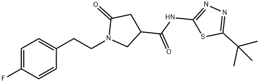 N-(5-tert-butyl-1,3,4-thiadiazol-2-yl)-1-[2-(4-fluorophenyl)ethyl]-5-oxopyrrolidine-3-carboxamide Struktur