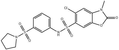 5-chloro-3-methyl-2-oxo-N-(3-pyrrolidin-1-ylsulfonylphenyl)-1,3-benzoxazole-6-sulfonamide Struktur