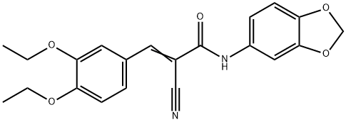 (Z)-N-(1,3-benzodioxol-5-yl)-2-cyano-3-(3,4-diethoxyphenyl)prop-2-enamide Struktur