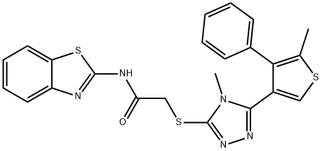 N-(1,3-benzothiazol-2-yl)-2-[[4-methyl-5-(5-methyl-4-phenylthiophen-3-yl)-1,2,4-triazol-3-yl]sulfanyl]acetamide Struktur