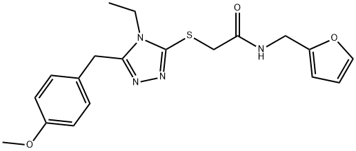 2-[[4-ethyl-5-[(4-methoxyphenyl)methyl]-1,2,4-triazol-3-yl]sulfanyl]-N-(furan-2-ylmethyl)acetamide Struktur