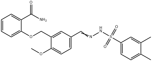 2-[[5-[(E)-[(3,4-dimethylphenyl)sulfonylhydrazinylidene]methyl]-2-methoxyphenyl]methoxy]benzamide Struktur