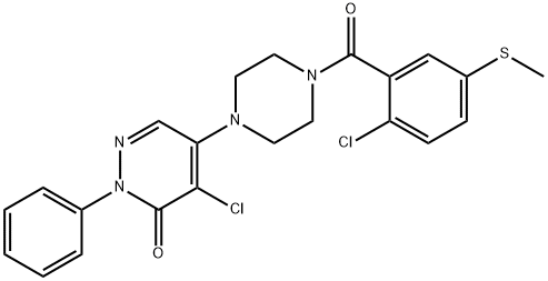 4-chloro-5-[4-(2-chloro-5-methylsulfanylbenzoyl)piperazin-1-yl]-2-phenylpyridazin-3-one Struktur