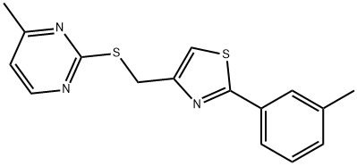 2-(3-methylphenyl)-4-[(4-methylpyrimidin-2-yl)sulfanylmethyl]-1,3-thiazole Struktur