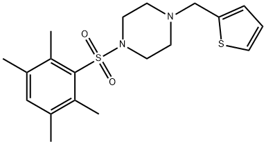 1-(2,3,5,6-tetramethylphenyl)sulfonyl-4-(thiophen-2-ylmethyl)piperazine Struktur