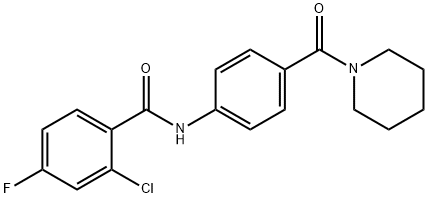 2-chloro-4-fluoro-N-[4-(piperidine-1-carbonyl)phenyl]benzamide Struktur