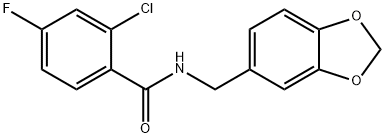 N-(1,3-benzodioxol-5-ylmethyl)-2-chloro-4-fluorobenzamide Struktur