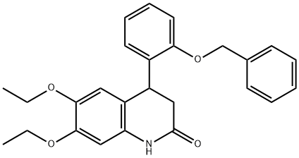 6,7-diethoxy-4-(2-phenylmethoxyphenyl)-3,4-dihydro-1H-quinolin-2-one Struktur