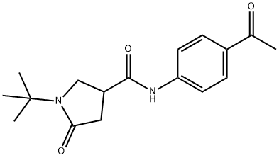 N-(4-acetylphenyl)-1-tert-butyl-5-oxopyrrolidine-3-carboxamide Struktur