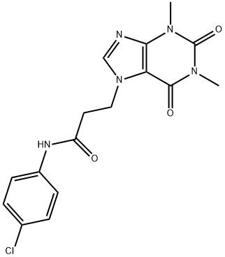 N-(4-chlorophenyl)-3-(1,3-dimethyl-2,6-dioxopurin-7-yl)propanamide Struktur