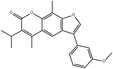 3-(3-methoxyphenyl)-5,9-dimethyl-6-propan-2-ylfuro[3,2-g]chromen-7-one Struktur