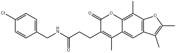 N-[(4-chlorophenyl)methyl]-3-(2,3,5,9-tetramethyl-7-oxofuro[3,2-g]chromen-6-yl)propanamide Struktur