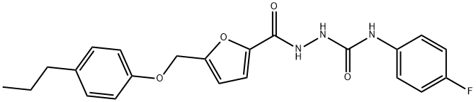 1-(4-fluorophenyl)-3-[[5-[(4-propylphenoxy)methyl]furan-2-carbonyl]amino]urea Struktur