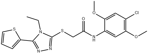 N-(4-chloro-2,5-dimethoxyphenyl)-2-[(4-ethyl-5-thiophen-2-yl-1,2,4-triazol-3-yl)sulfanyl]acetamide Struktur