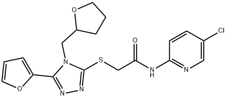 N-(5-chloropyridin-2-yl)-2-[[5-(furan-2-yl)-4-(oxolan-2-ylmethyl)-1,2,4-triazol-3-yl]sulfanyl]acetamide Struktur