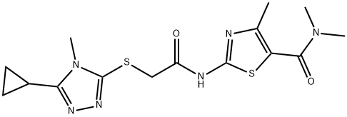 2-[[2-[(5-cyclopropyl-4-methyl-1,2,4-triazol-3-yl)sulfanyl]acetyl]amino]-N,N,4-trimethyl-1,3-thiazole-5-carboxamide Struktur