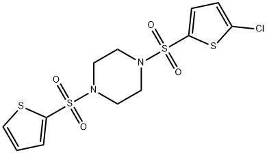 1-(5-chlorothiophen-2-yl)sulfonyl-4-thiophen-2-ylsulfonylpiperazine Struktur