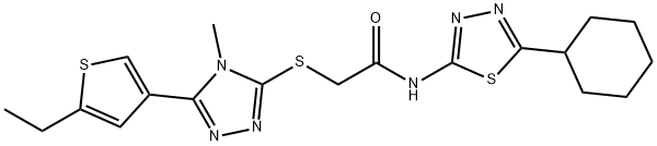 N-(5-cyclohexyl-1,3,4-thiadiazol-2-yl)-2-[[5-(5-ethylthiophen-3-yl)-4-methyl-1,2,4-triazol-3-yl]sulfanyl]acetamide Struktur