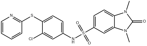 N-(3-chloro-4-pyridin-2-ylsulfanylphenyl)-1,3-dimethyl-2-oxobenzimidazole-5-sulfonamide Struktur