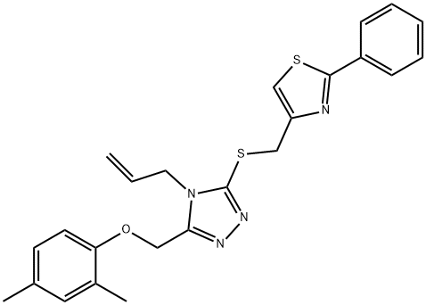 4-[[5-[(2,4-dimethylphenoxy)methyl]-4-prop-2-enyl-1,2,4-triazol-3-yl]sulfanylmethyl]-2-phenyl-1,3-thiazole Struktur