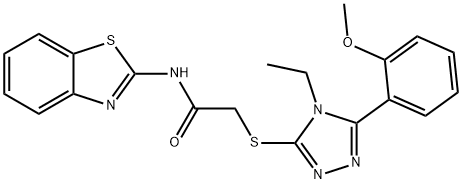 N-(1,3-benzothiazol-2-yl)-2-[[4-ethyl-5-(2-methoxyphenyl)-1,2,4-triazol-3-yl]sulfanyl]acetamide Struktur