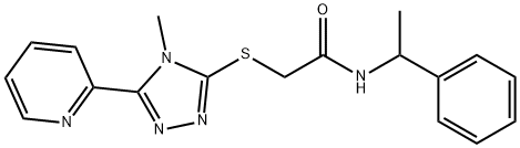 2-[(4-methyl-5-pyridin-2-yl-1,2,4-triazol-3-yl)sulfanyl]-N-(1-phenylethyl)acetamide Struktur