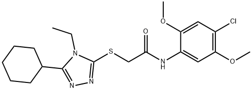 N-(4-chloro-2,5-dimethoxyphenyl)-2-[(5-cyclohexyl-4-ethyl-1,2,4-triazol-3-yl)sulfanyl]acetamide Struktur