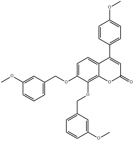 4-(4-methoxyphenyl)-7,8-bis[(3-methoxyphenyl)methoxy]chromen-2-one Struktur