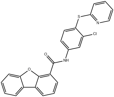 N-(3-chloro-4-pyridin-2-ylsulfanylphenyl)dibenzofuran-4-carboxamide Struktur