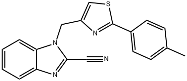 1-[[2-(4-methylphenyl)-1,3-thiazol-4-yl]methyl]benzimidazole-2-carbonitrile Struktur