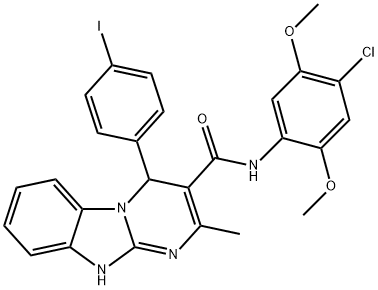 N-(4-chloro-2,5-dimethoxyphenyl)-4-(4-iodophenyl)-2-methyl-1,4-dihydropyrimido[1,2-a]benzimidazole-3-carboxamide Struktur