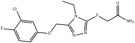 2-[[5-[(3-chloro-4-fluorophenoxy)methyl]-4-ethyl-1,2,4-triazol-3-yl]sulfanyl]acetamide Struktur