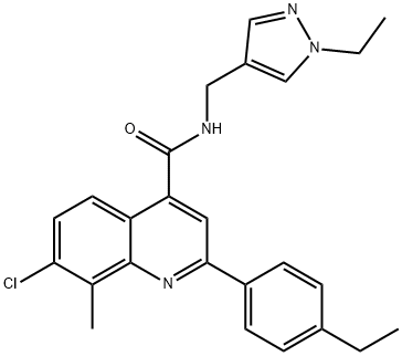 7-chloro-2-(4-ethylphenyl)-N-[(1-ethylpyrazol-4-yl)methyl]-8-methylquinoline-4-carboxamide Struktur