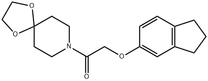 2-(2,3-dihydro-1H-inden-5-yloxy)-1-(1,4-dioxa-8-azaspiro[4.5]decan-8-yl)ethanone Struktur