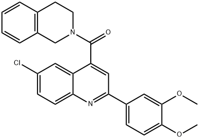 [6-chloro-2-(3,4-dimethoxyphenyl)quinolin-4-yl]-(3,4-dihydro-1H-isoquinolin-2-yl)methanone Struktur