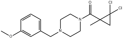 (2,2-dichloro-1-methylcyclopropyl)-[4-[(3-methoxyphenyl)methyl]piperazin-1-yl]methanone Struktur