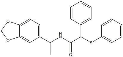 N-[1-(1,3-benzodioxol-5-yl)ethyl]-2-phenyl-2-phenylsulfanylacetamide Struktur