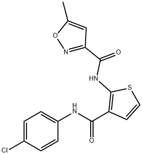 N-[3-[(4-chlorophenyl)carbamoyl]thiophen-2-yl]-5-methyl-1,2-oxazole-3-carboxamide Struktur